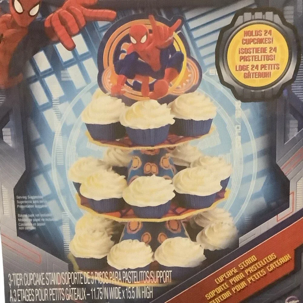 Marvel Spider-Man 3-Tier Cupcake Stand Holds 24 Cupcakes 11.75